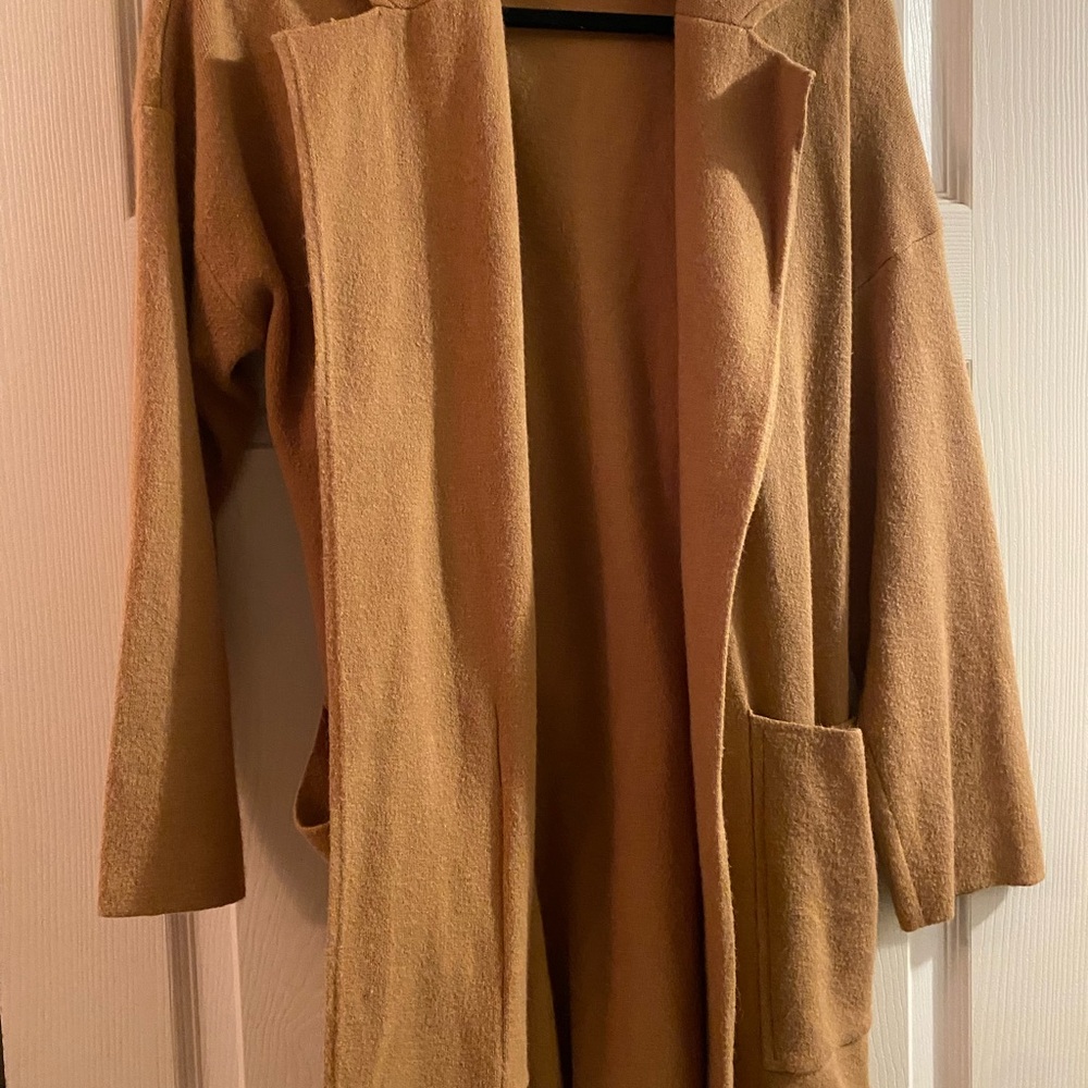 Tan Open Front Cardigan by Allie Rose